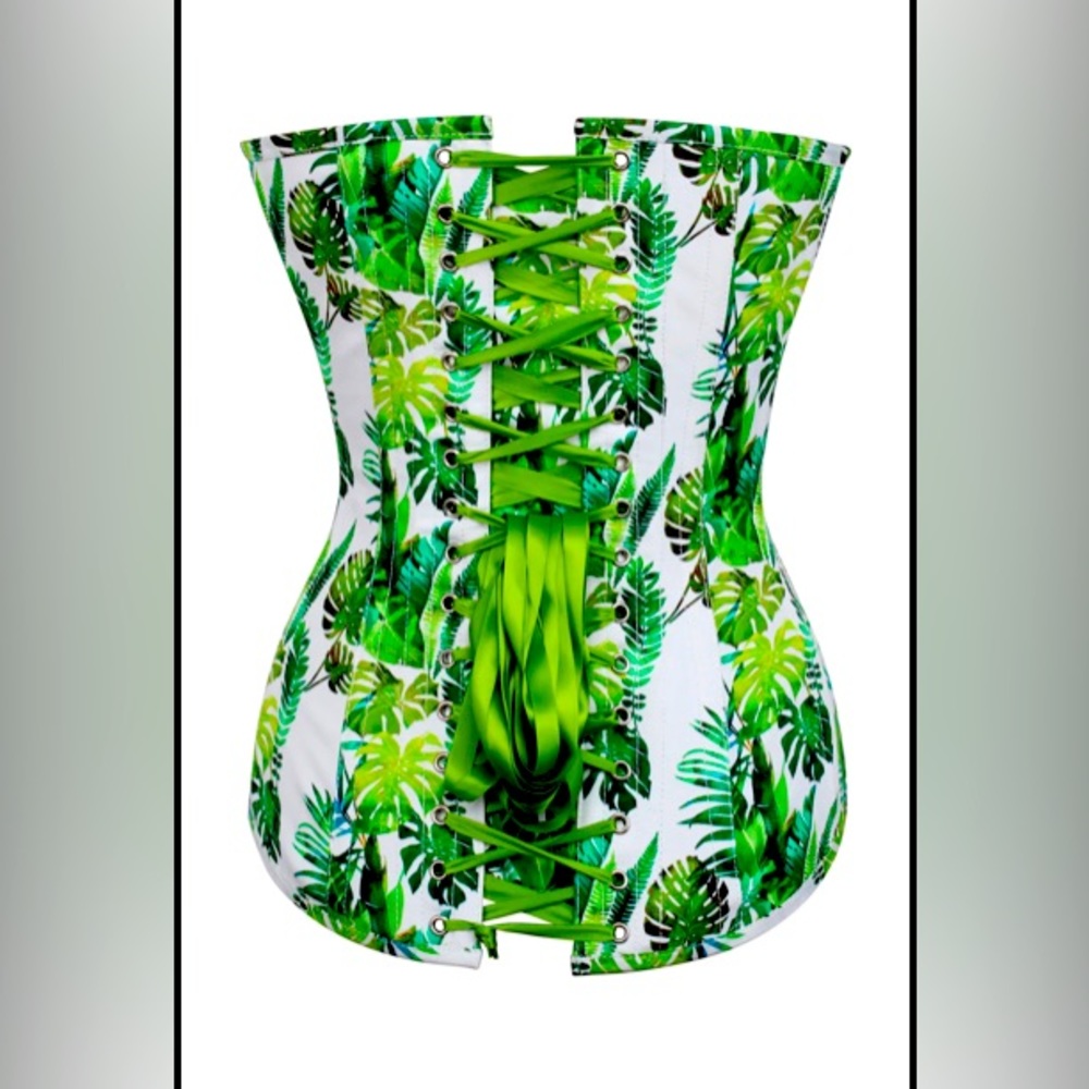 Tropical Paneled Overbust Corset Top